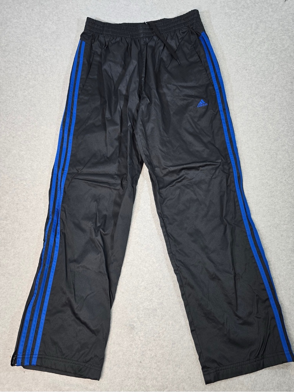 Adidas Climalite Track Black Pants Blue Stripe Men's Size Large